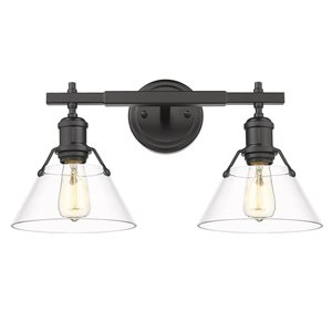 Golden Lighting Orwell Industrial Vanity Light - 2-Light - Matte Black