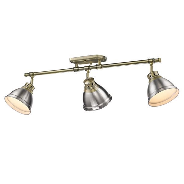 Golden Lighting Duncan Dimmable Track Bar Light Kit 3 Light 35 38 In Antique Brass Pewter Rona