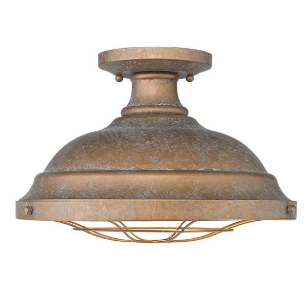 Golden Lighting Bartlett 2-Light Semi Flush Mount - 14-in - Copper Patina