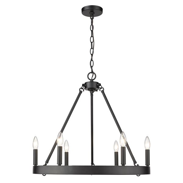 Golden Lighting Alastair 6-Light Traditional Chandelier - Matte Black