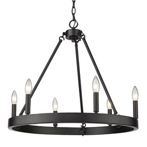 Golden Lighting Alastair 6-Light Traditional Chandelier - Matte Black