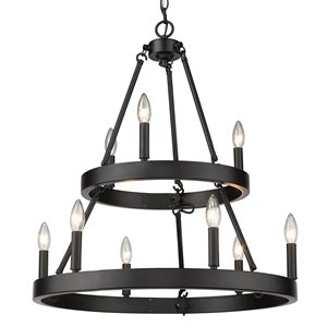 Golden Lighting Alastair 9-Light Traditional Chandelier - 2-Tier - Matte Black