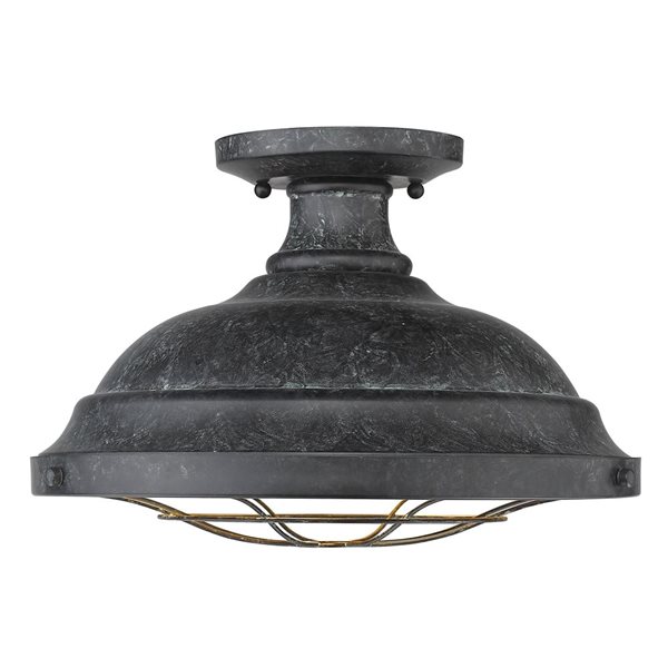 Golden Lighting Bartlett 2-Light Semi Flush Mount - 14-in - Black Patina