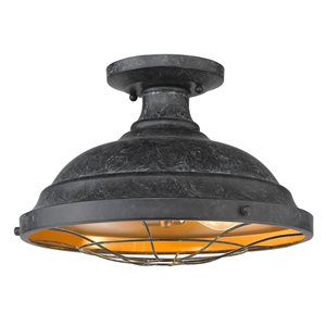 Golden Lighting Bartlett 2-Light Semi Flush Mount - 14-in - Black Patina