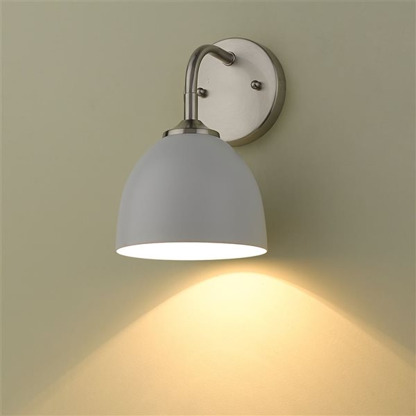 Golden Lighting Zoey Industrial Wall Sconce - 1-Light - 6.38-in - Pewter/White