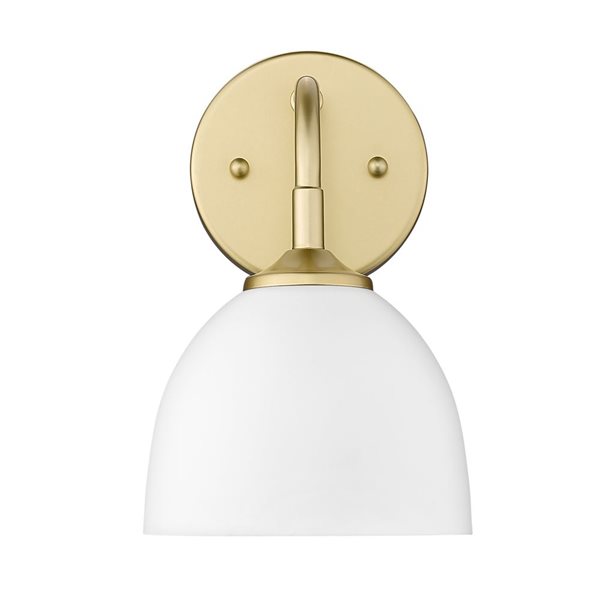 Golden Lighting Zoey Industrial Wall Sconce - 1-Light - 6.38-in - Olympic Gold/White