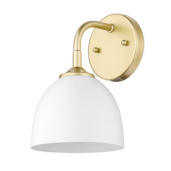 Golden Lighting Zoey Industrial Wall Sconce - 1-Light - 6.38-in - Olympic Gold/White