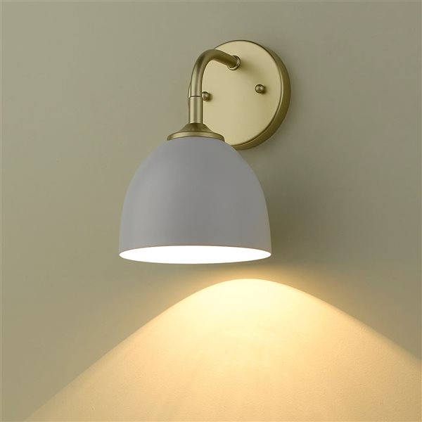 Golden Lighting Zoey Industrial Wall Sconce - 1-Light - 6.38-in - Olympic Gold/White