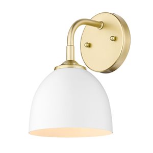 Golden Lighting Zoey Industrial Wall Sconce - 1-Light - 6.38-in - Olympic Gold/White