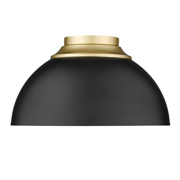 Golden Lighting Zoey Modern/Contemporary Flush Mount Light - 3-Light - 13.75-in - Olympic Gold/Matte Black