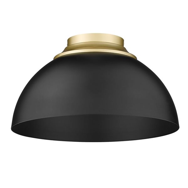 Golden Lighting Zoey Modern/Contemporary Flush Mount Light - 3-Light - 13.75-in - Olympic Gold/Matte Black