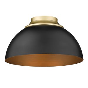 Golden Lighting Zoey Modern/Contemporary Flush Mount Light - 3-Light - 13.75-in - Olympic Gold/Matte Black