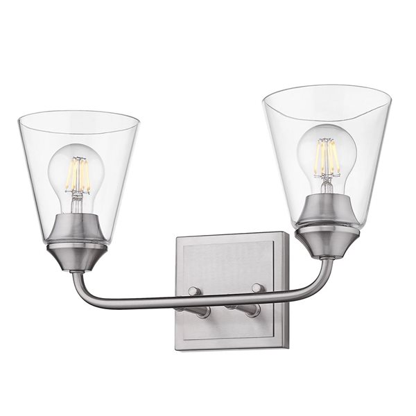 Golden Lighting Ormond Industrial Vanity Light 2Light Pewter with Clear Glass Shade RONA