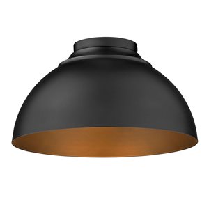 Golden Lighting Zoey Modern/Contemporary Flush Mount Light - 3-Light - 13.75-in - Matte Black