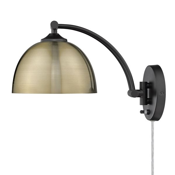 Golden Lighting Rey Industrial Wall Sconce - 1-Light - 7.88-in - Matte Black/Gold