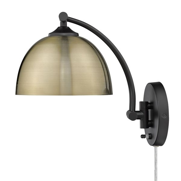 Golden Lighting Rey Industrial Wall Sconce - 1-Light - 7.88-in - Matte Black/Gold