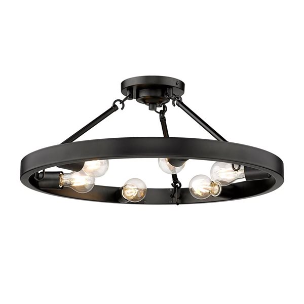 Golden Lighting Castille 6-Light Semi Flush Mount - 24-in - Matte Black