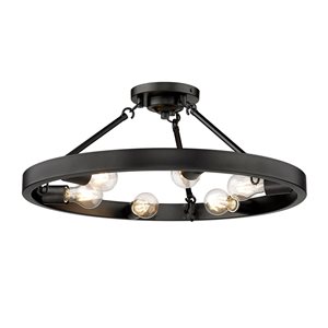 Golden Lighting Castille 6-Light Semi Flush Mount - 24-in - Matte Black