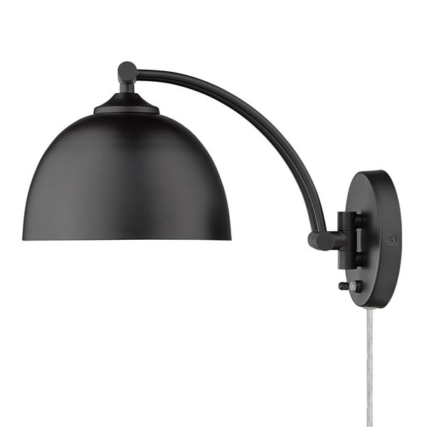 Golden Lighting Rey Industrial Wall Sconce - 1-Light - 7.88-in - Matte Black