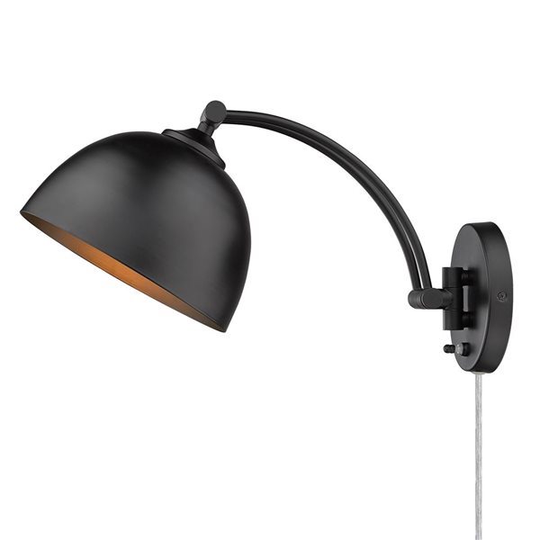 Golden Lighting Rey Industrial Wall Sconce - 1-Light - 7.88-in - Matte Black