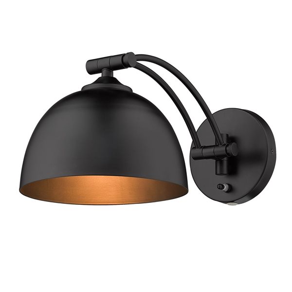 Golden Lighting Rey Industrial Wall Sconce - 1-Light - 7.88-in - Matte Black