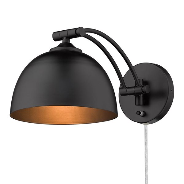 Golden Lighting Rey Industrial Wall Sconce - 1-Light - 7.88-in - Matte Black