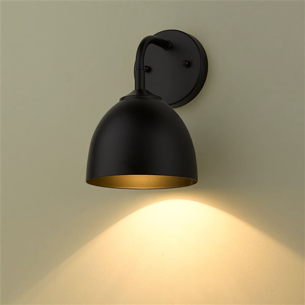 Golden Lighting Zoey Industrial Wall Sconce - 1-Light - 6.38-in - Matte Black