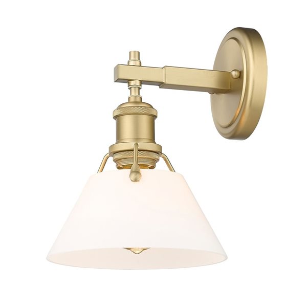 Golden Lighting Orwell Industrial Vanity Light - 1-Light - Brushed Champagne Bronze/Opal Glass