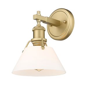 Golden Lighting Orwell Industrial Vanity Light - 1-Light - Brushed Champagne Bronze/Opal Glass