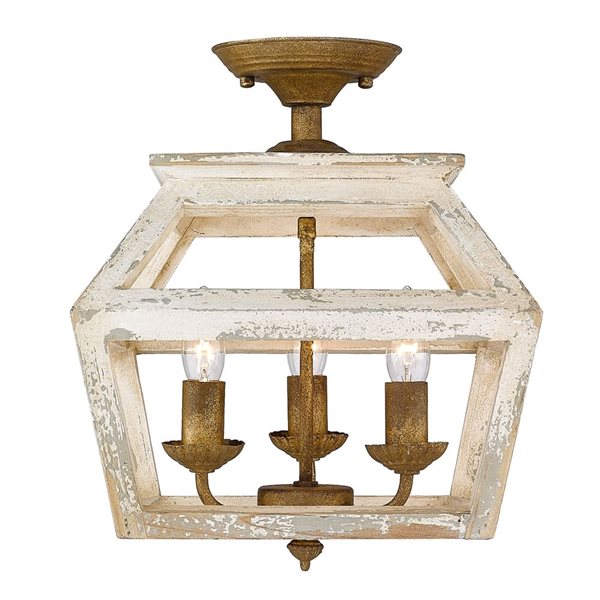 Golden Lighting Haiden 3-Light  Semi Flush Mount - 12.50-in - Burnished Chestnut