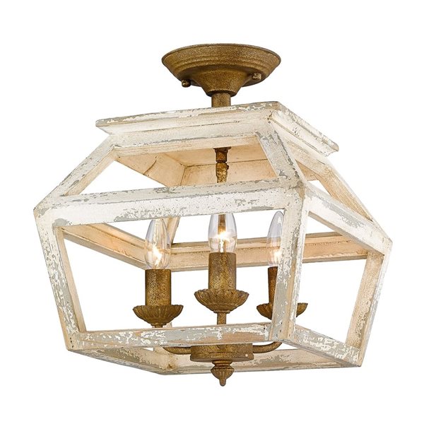 Golden Lighting Haiden 3-Light  Semi Flush Mount - 12.50-in - Burnished Chestnut