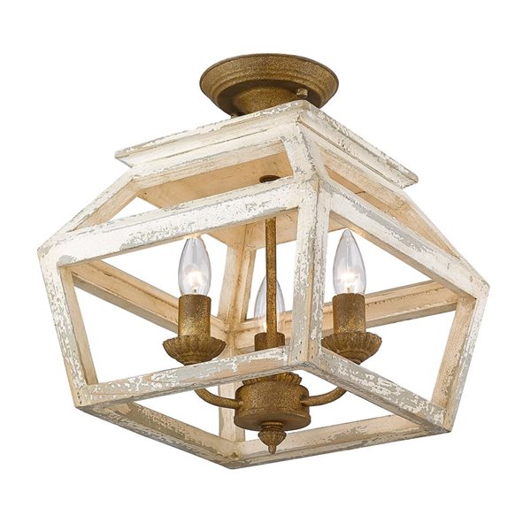 Golden Lighting Haiden 3-Light  Semi Flush Mount - 12.50-in - Burnished Chestnut