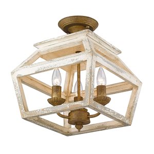 Golden Lighting Haiden 3-Light  Semi Flush Mount - 12.50-in - Burnished Chestnut