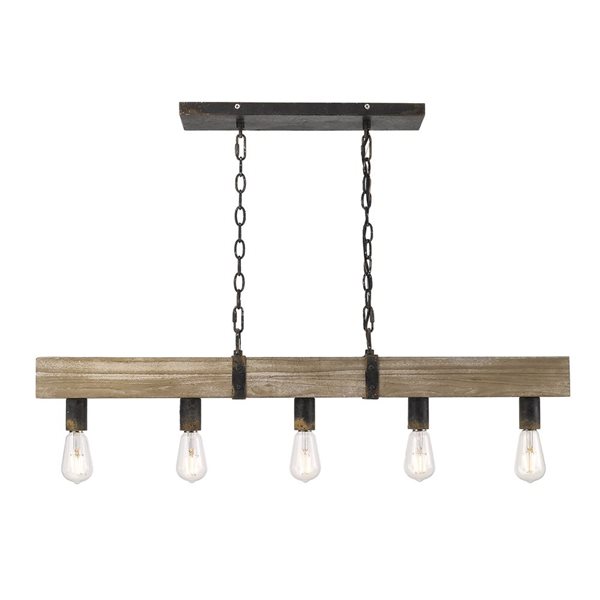 Golden Lighting Garrett 5-Light - Kitchen Island Light - 39.38-in -Antique Black Iron