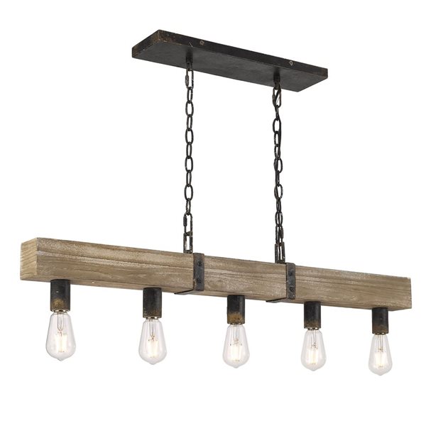 Golden Lighting Garrett 5-Light - Kitchen Island Light - 39.38-in -Antique Black Iron