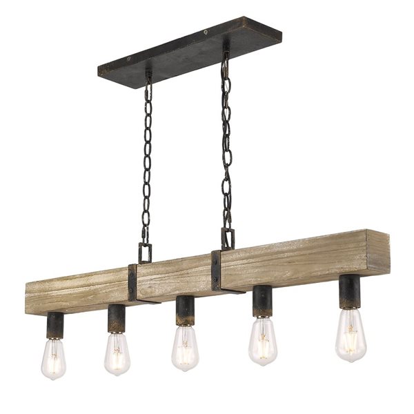 Golden Lighting Garrett 5-Light - Kitchen Island Light - 39.38-in -Antique Black Iron