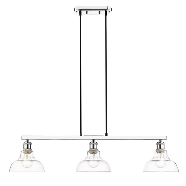 Golden Lighting Carver 3-Light Kitchen Island Light - 35.50-in - Chrome/Clear Glass