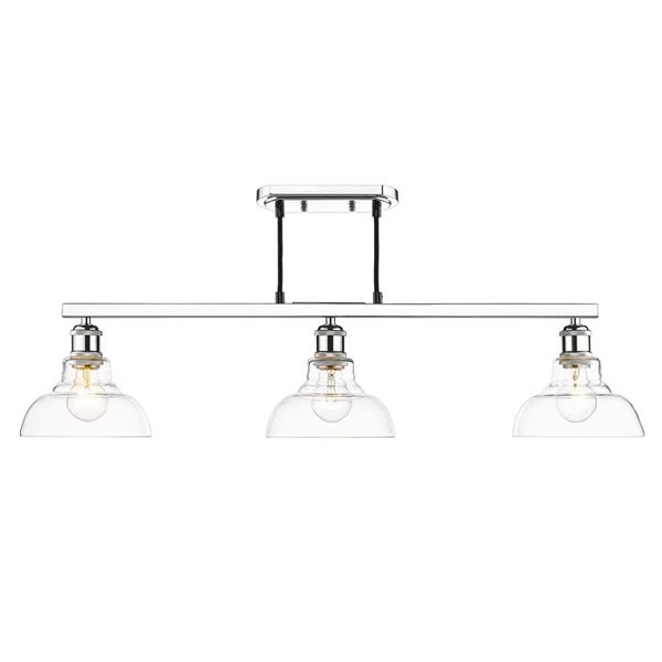 Golden Lighting Carver 3-Light Kitchen Island Light - 35.50-in - Chrome/Clear Glass