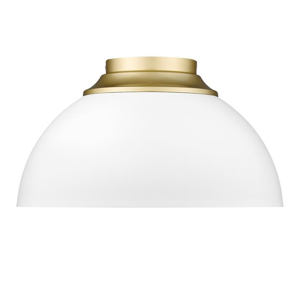 Golden Lighting Zoey Modern/Contemporary Flush Mount Light - 3-Light - 13.75-in - Olympic Gold/White