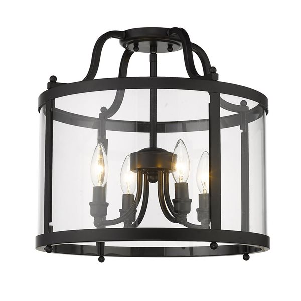 Golden Lighting Payton 4-Light Semi Flush Mount - 16-in - Black