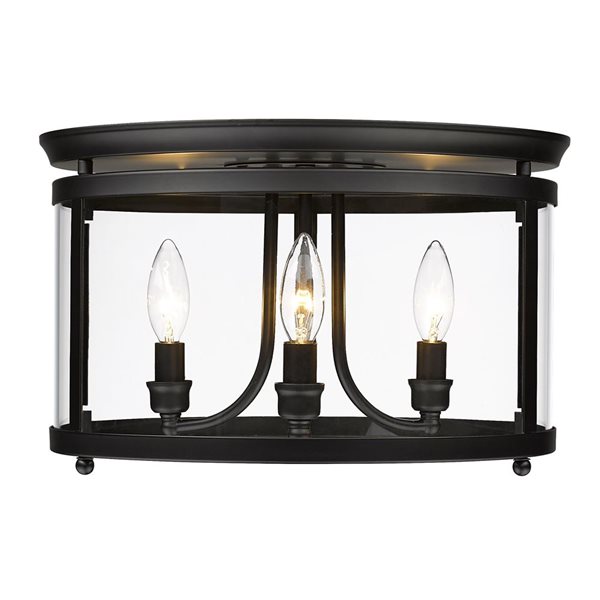 Golden Lighting Payton Casual/Transitional Flush Mount Light - 3-Light - 14.75-in - Matte Black