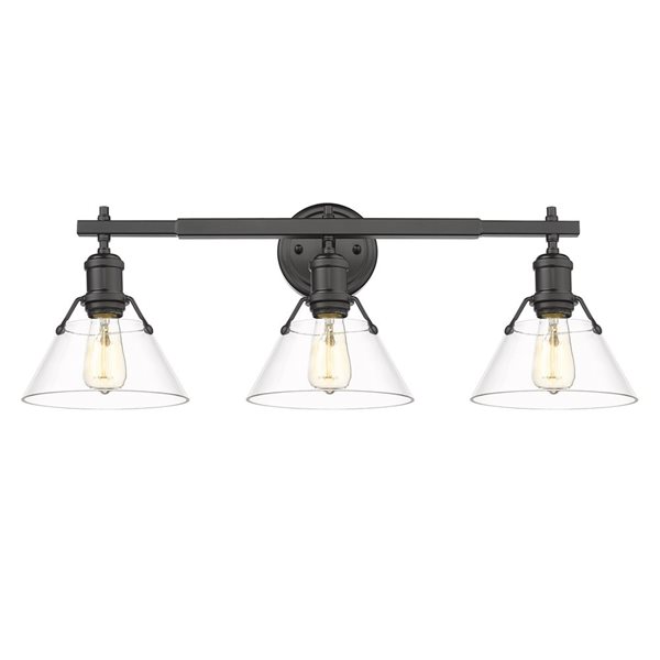 Golden Lighting Orwell Industrial Vanity Light - 3-Light - Matte Black