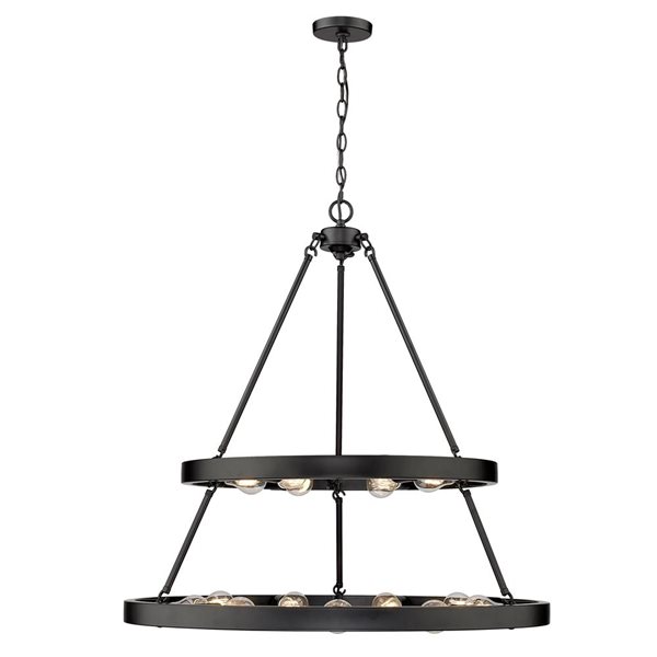 Golden Lighting Castile 15-Light Industrial Chandelier - Matte Black