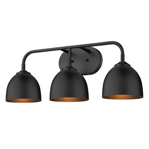 Golden Lighting Zoey Modern/Contemporary Vanity Light - 3-Light - Matte Black