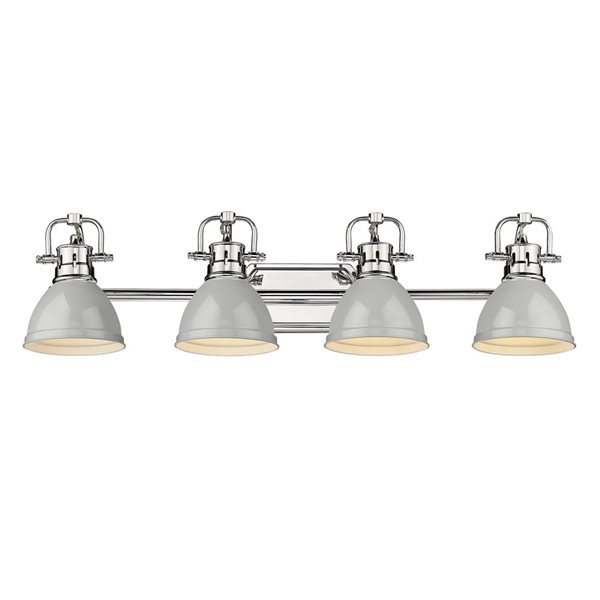 Golden Lighting Duncan Industrial Vanity Light - 4-Light - Chrome/Grey