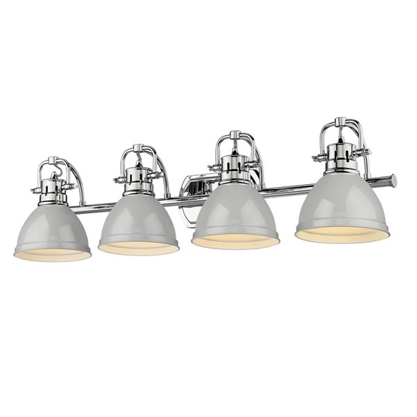 Golden Lighting Duncan Industrial Vanity Light - 4-Light - Chrome/Grey