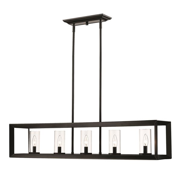 Luminaire suspendu linéaire Smyth de Golden Lighting, noir mat/verre transparent