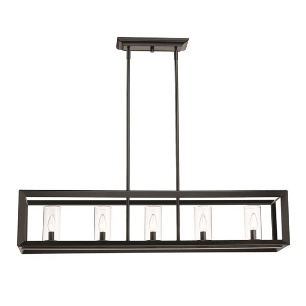 Luminaire suspendu linéaire Smyth de Golden Lighting, noir mat/verre transparent