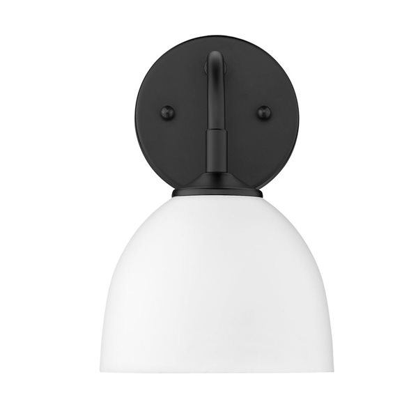 Golden Lighting Zoey Industrial Wall Sconce - 1-Light - 6.38-in - Matte Black/White