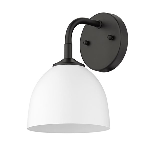 Golden Lighting Zoey Industrial Wall Sconce - 1-Light - 6.38-in - Matte Black/White